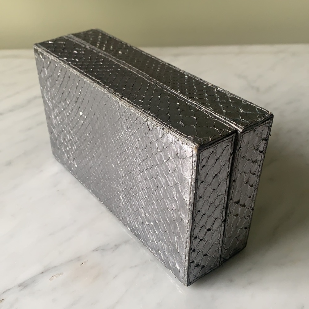 Silver python box evening bag - Picture 3 of 8